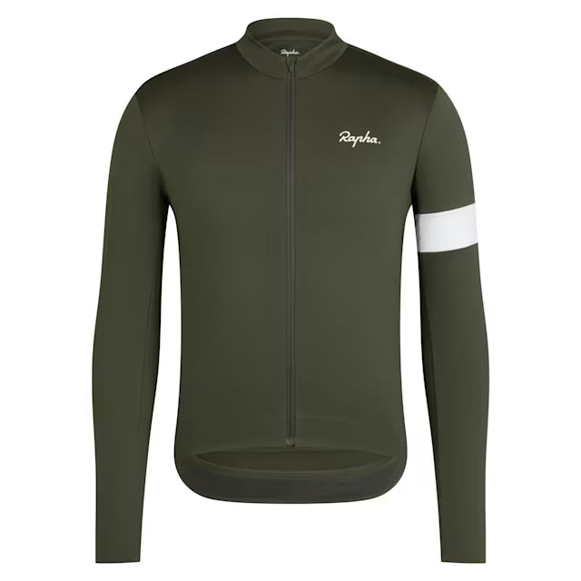 Men's Core Thermal Long Sleeve Jersey Dark Green/White [Rapha:M]
