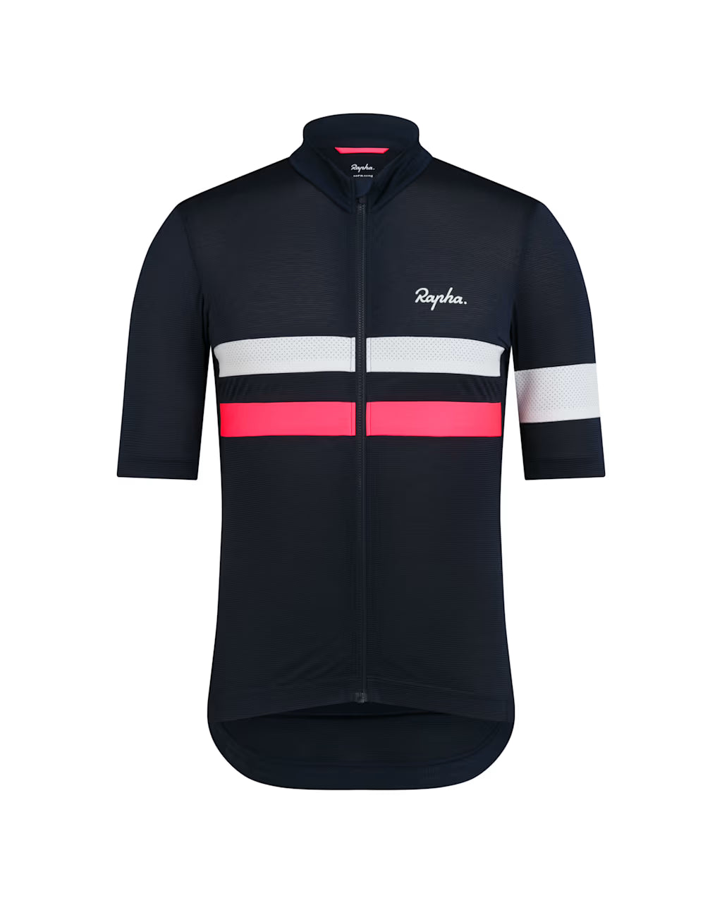 Rapha Men's Brevet Lightweight Jersey Dark Navy/Silver/High-Vis Pink Size Large